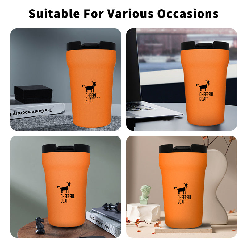 Cheerful Goat Coffee Mug Ceramic Inner Liner Coffee Cup Travel Thermal Tumbler 350ml