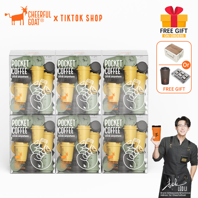CHEERFUL GOAT Pocket Coffee Powder Freeze-Dried Coffee 6 Boxes