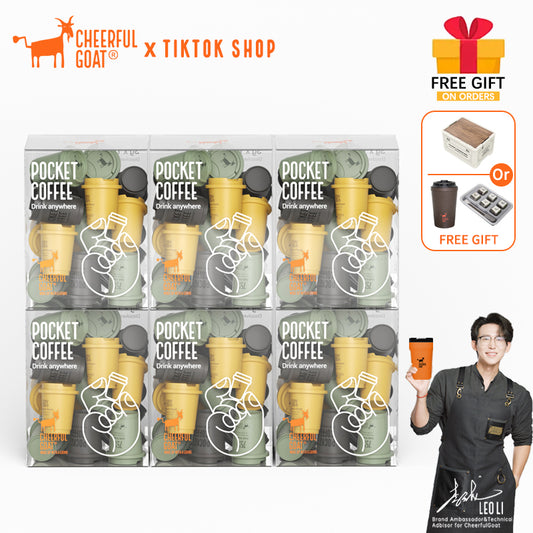 CHEERFUL GOAT Pocket Coffee Powder Freeze-Dried Coffee 6 Boxes