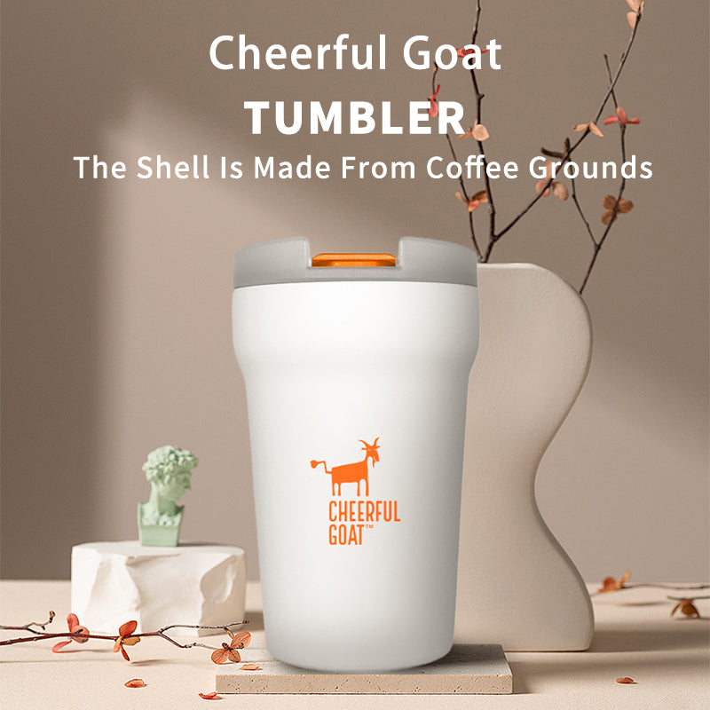 Cheerful Goat Coffee Mug Ceramic Inner Liner Coffee Cup Travel Thermal Tumbler 350ml