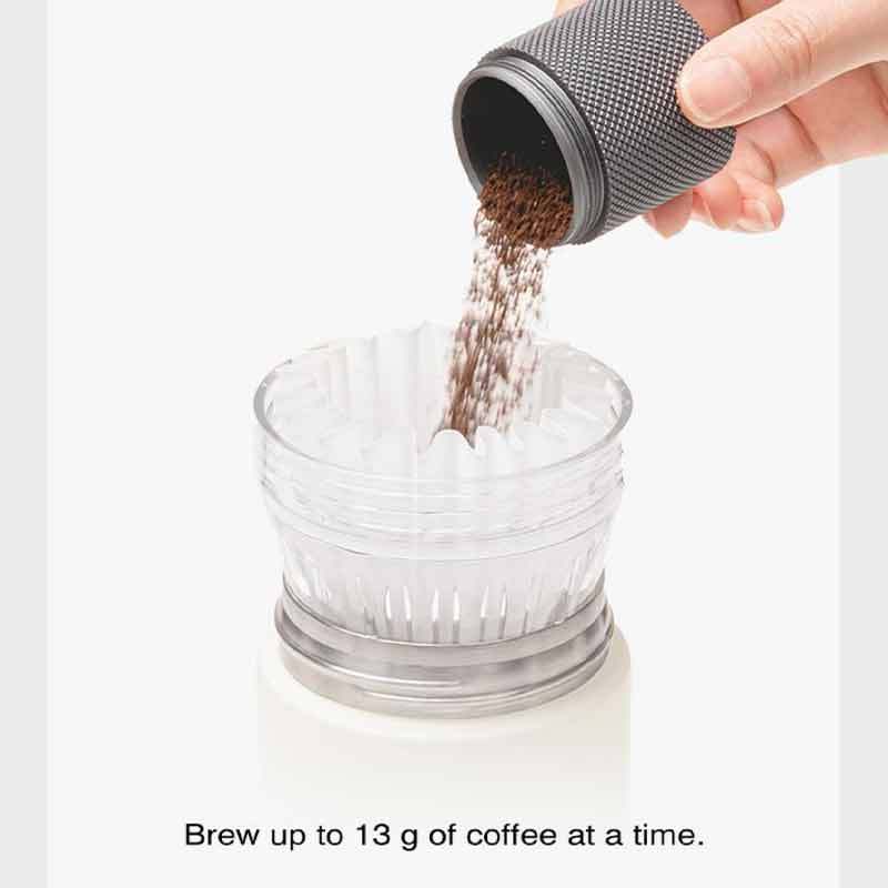 TIMEMORE Portable Coffee Maker Pour-Over Coffee Dripper, Travel Coffee Cup, Manual Brewer for Home and Outdoors - Ceramic-Coated Stainless Steel Tumbler 10.08 oz Capacity