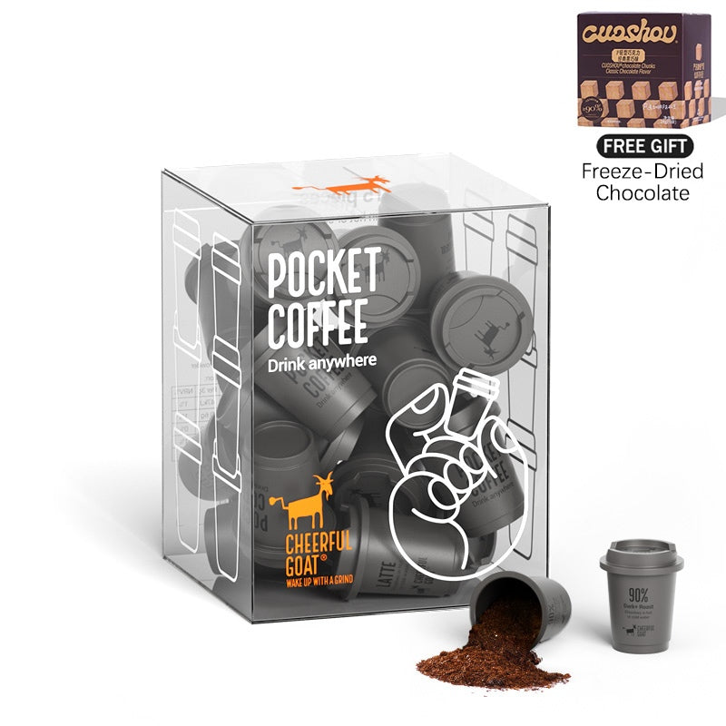 Cheerful Goat Coffee Powder Instant Coffee Freeze Dried Coffee 60% 75% 90% Roast 15pcs/Box