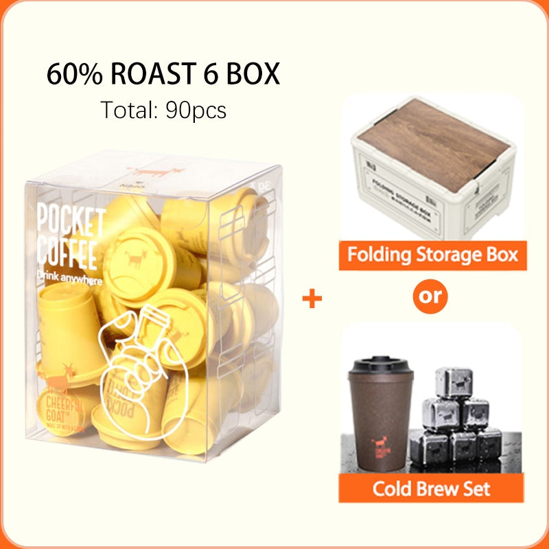 CHEERFUL GOAT Pocket Coffee Powder Freeze-Dried Coffee 6 Boxes