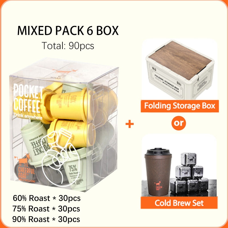 CHEERFUL GOAT Pocket Coffee Powder Freeze-Dried Coffee 6 Boxes