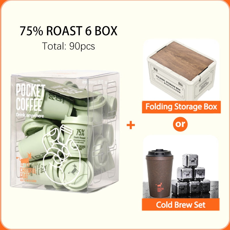 CHEERFUL GOAT Pocket Coffee Powder Freeze-Dried Coffee 6 Boxes