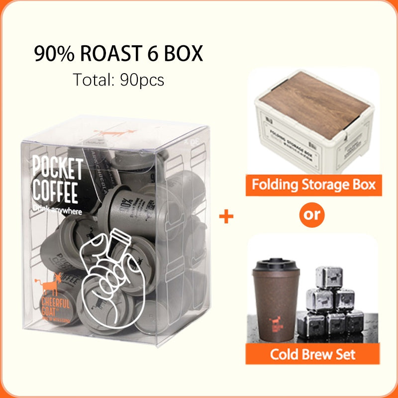 CHEERFUL GOAT Pocket Coffee Powder Freeze-Dried Coffee 6 Boxes