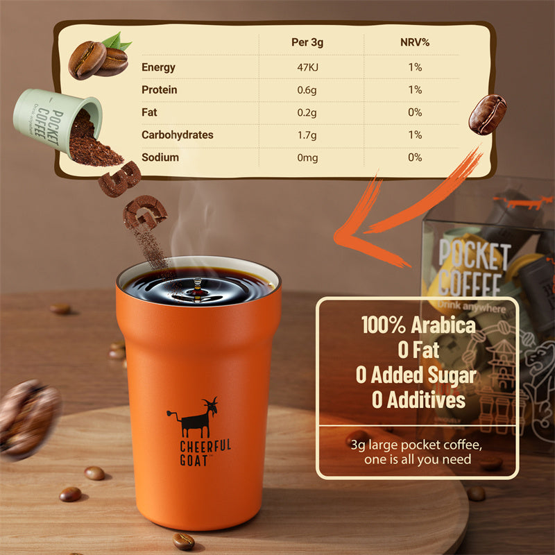 Cheerful Goat Coffee Powder Instant Coffee Freeze Dried Coffee 60% 75% 90% Roast 15pcs/Box