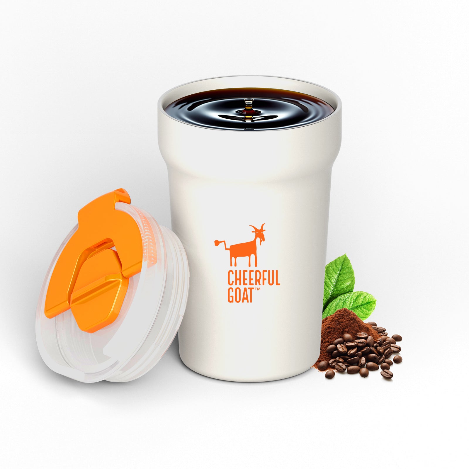 Ceramic Inner Coffee Mug Tumbler 350ml Orange