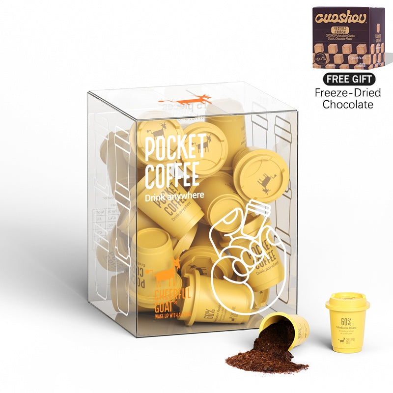 Cheerful Goat Coffee Powder Instant Coffee Freeze Dried Coffee 60% 75% 90% Roast 15pcs/Box