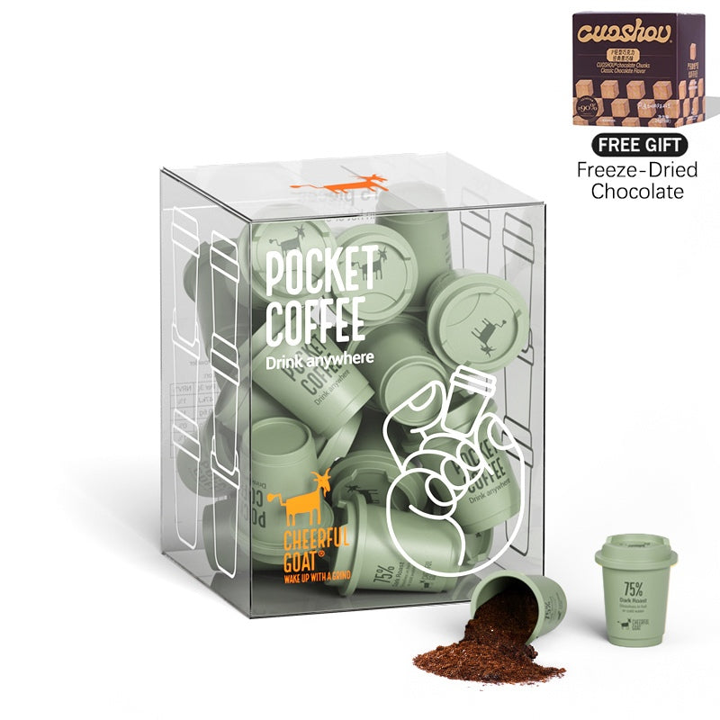 Cheerful Goat Coffee Powder Instant Coffee Freeze Dried Coffee 60% 75% 90% Roast 15pcs/Box