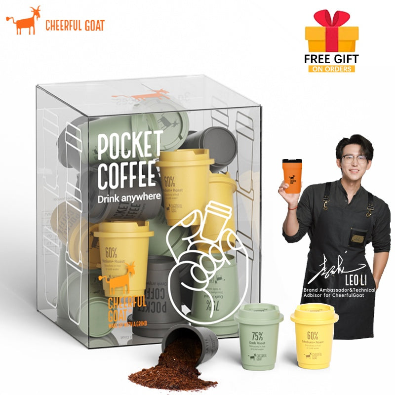 Cheerful Goat Coffee Powder Instant Coffee Freeze Dried Coffee 60% 75% 90% Roast 15pcs/Box