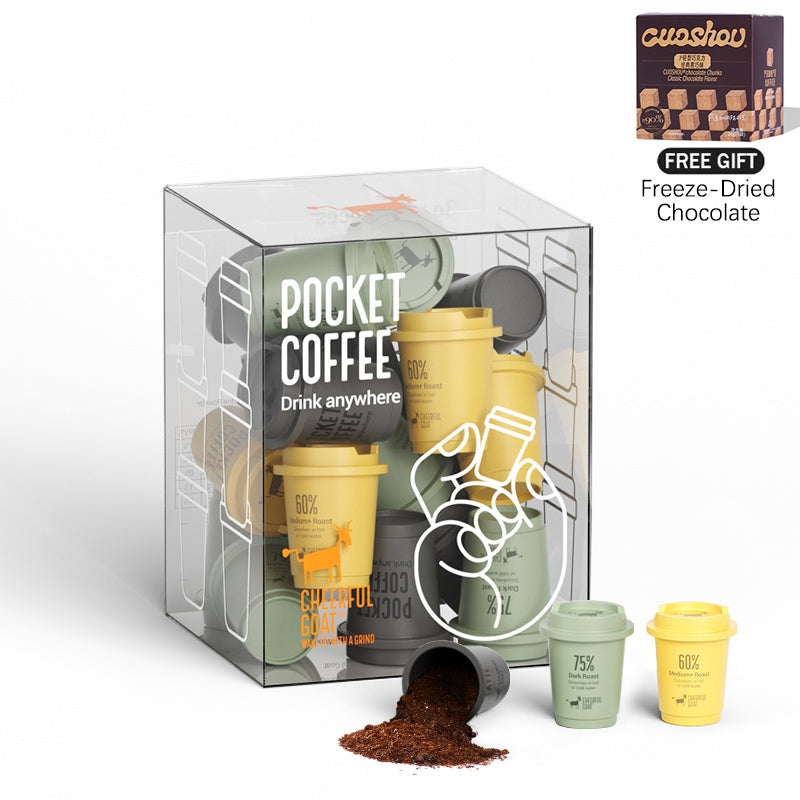Cheerful Goat Coffee Powder Instant Coffee Freeze Dried Coffee 60% 75% 90% Roast 15pcs/Box